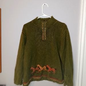 Mandel Bay 3 horses zip neck Sweater XXL NWT